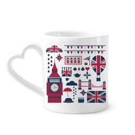 Dıythinker 340 ml Kalp Saplı Kule Balon Asker UK Big Ben İngiltere Kahve Seramik Kupa