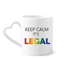 Dıythinker 340 ml Kalp Saplı Lgbt Gökkuşağı Bayrağı Keep Calm Kahve Seramik Kupa