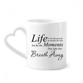 Dıythinker 340 ml Kalp Saplı Life Moments Nefes Alıntılı Kahve Seramik Kupa