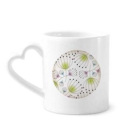 Dıythinker 340 ml Kalp Saplı Line Karahindiba Çiçek Bitki Kahve Seramik Kupa