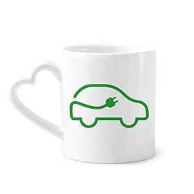 Dıythinker 340 ml Kalp Saplı Line Plug Enerji Araçları Çevreyi Korur Kahve Seramik Kupa
