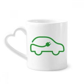 Dıythinker 340 ml Kalp Saplı Line Plug Enerji Araçları Çevreyi Korur Kahve Seramik Kupa