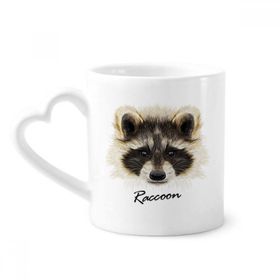 Dıythinker 340 ml Kalp Saplı Little Mischievous Kahverengi Rakun Hayvan Kahve Seramik Kupa