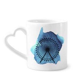 Dıythinker 340 ml Kalp Saplı London Eye Dönme Dolap İngiltere İngiltere Birleşik Krallık Kahve Seramik Kupa