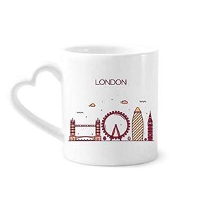 Dıythinker 340 ml Kalp Saplı Londra İngiltere Düz Simge Desenli Kahve Seramik Kupa