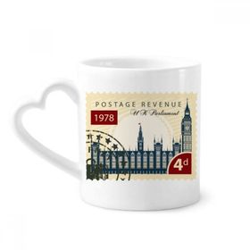 Dıythinker 340 ml Kalp Saplı Londra Parlamento Damga İngiltere İngiltere İngiltere Kahve Seramik Kupa