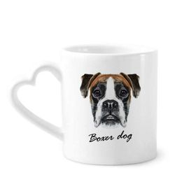 Dıythinker 340 ml Kalp Saplı Lop-eard Boxer Köpek Evcil Hayvan Kahve Seramik Kupa