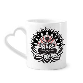 Dıythinker 340 ml Kalp Saplı Lotus Silüeti Meksika Meksika Kahve Seramik Kupa