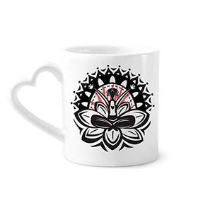 Dıythinker 340 ml Kalp Saplı Lotus Silüeti Meksika Meksika Kahve Seramik Kupa