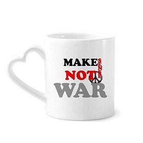 Dıythinker 340 ml Kalp Saplı Make Sense Not War Love Peace World Kahve Seramik Kupa