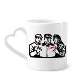 Dıythinker 340 ml Kalp Saplı Mao Zedong Anthology Çin Asker Kahve Çömlekçilik Seramik Kupa