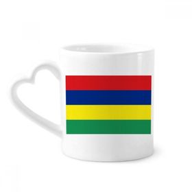 Dıythinker 340 ml Kalp Saplı Mauritius Ulusal Bayrağı Afrika Ülke Kahve Seramik Kupa