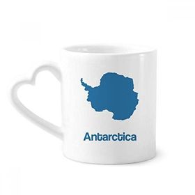Dıythinker 340 ml Kalp Saplı Mavi Antarktika İllüstrasyon Harita Desenli Kahve Seramik Kupa