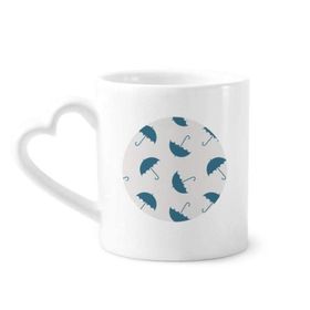 Dıythinker 340 ml Kalp Saplı Mavi Şemsiye Hava Yağmur Bulut Kahve Seramik Kupa