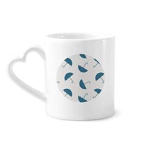 Dıythinker 340 ml Kalp Saplı Mavi Şemsiye Hava Yağmur Bulut Kahve Seramik Kupa