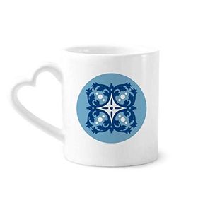 Dıythinker 340 ml Kalp Saplı Mavi Talavera Çiçek Dekoratif İlustrasyon Kahve Seramik Kupa