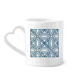 Dıythinker 340 ml Kalp Saplı Mavi Talavera Ilustration Dekoratif Desen Kahve Seramik Kupa