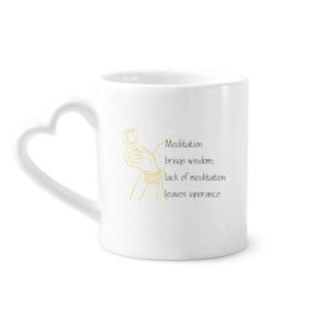 Dıythinker 340 ml Kalp Saplı Meditasyon Brings Wise Buddha Alıntı Kahve Seramik Kupa
