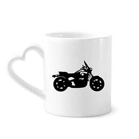 Dıythinker 340 ml Kalp Saplı Mekanik Motosiklet Silüeti Desenli Kahve Seramik Kupa