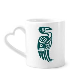Dıythinker 340 ml Kalp Saplı Meksika Totems Kartal Antik Medeniyet Kuş Kahve Seramik Kupa