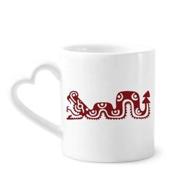 Dıythinker 340 ml Kalp Saplı Meksika Totems Meksika Yılanı Antik Medeniyet Kahve Seramik Kupa