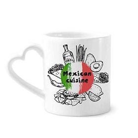 Dıythinker 340 ml Kalp Saplı Meksika Ulusal Bayrağı Kaktüs Eskiz Kahve Kupaları Çömlekçilik Seramik Kupa
