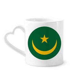 Dıythinker 340 ml Kalp Saplı Moritanya Afrika Ulusal Amblemi Kahve Seramik Kupa