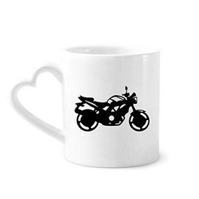 Dıythinker 340 ml Kalp Saplı Motosiklet Mekanik Silüet Desenli Kahve Seramik Kupa