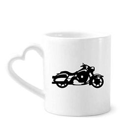 Dıythinker 340 ml Kalp Saplı Motosiklet Mekanik Silüet Desenli Kahve Seramik Kupa