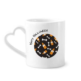 Dıythinker 340 ml Kalp Saplı Mum Kemik Cadılar Bayramı Yadigarlar Kahve Seramik Kupa