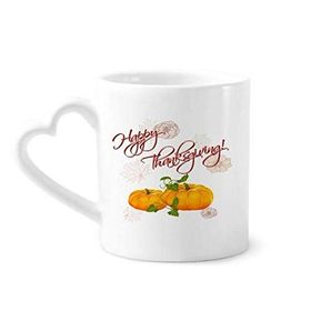 Dıythinker 340 ml Kalp Saplı Mutlu Şükran Günü Pumkin Desenli Kahve Seramik Kupa