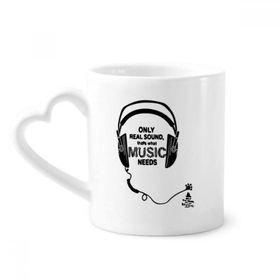 Dıythinker 340 ml Kalp Saplı Müzik Kulaklık Şarkı Ses Kelimeler Kahve Seramik Kupa
