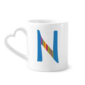 Dıythinker 340 ml Kalp Saplı N Alphabet Turuncu Meyve Sevimli Desenli Kahve Seramik Kupa