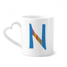 Dıythinker 340 ml Kalp Saplı N Alphabet Turuncu Meyve Sevimli Desenli Kahve Seramik Kupa