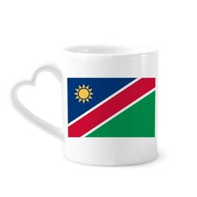 Dıythinker 340 ml Kalp Saplı Namibya Ulusal Bayrağı Afrika Ülke Kahve Seramik Kupa