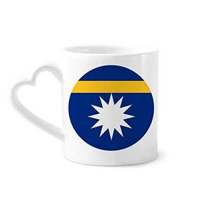 Dıythinker 340 ml Kalp Saplı Nauru Okyanusya Ulusal Amblemi Kahve Seramik Kupa