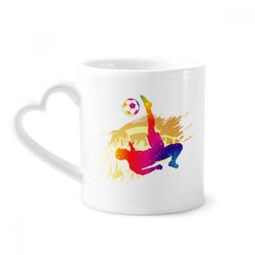 Dıythinker 340 ml Kalp Saplı Neşeli Futbol Oyuncusu Bisiklet Tekme Kahve Seramik Kupa