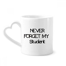 Dıythinker 340 ml Kalp Saplı Never Foget My Student Teacher Alıntı Kahve Çömlekçilik Seramik Kupa