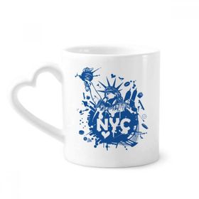 Dıythinker 340 ml Kalp Saplı New York City USA Of Liberty Kahve Seramik Kupa