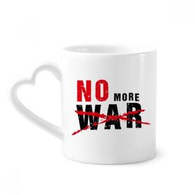 Dıythinker 340 ml Kalp Saplı No More War Love Peace World Kahve Seramik Kupa