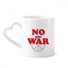 Dıythinker 340 ml Kalp Saplı No More War World Love Peace World Kahve Seramik Kupa