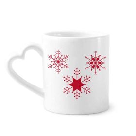 Dıythinker 340 ml Kalp Saplı Noel Kar Tanesi Kırmızı Festival Kahve Çömlekçilik Seramik Kupa