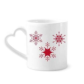 Dıythinker 340 ml Kalp Saplı Noel Kar Tanesi Kırmızı Festival Kahve Çömlekçilik Seramik Kupa