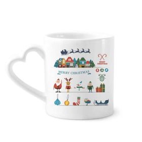 Dıythinker 340 ml Kalp Saplı Noel Kardan Adam Festival Noel Baba Kahve Seramik Kupa