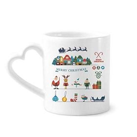 Dıythinker 340 ml Kalp Saplı Noel Kardan Adam Festival Noel Baba Kahve Seramik Kupa