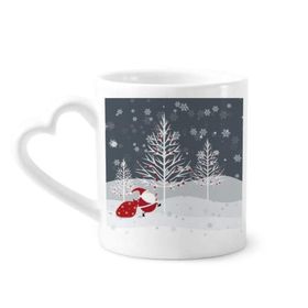 Dıythinker 340 ml Kalp Saplı Noel Noel Baba Kar Tanesi Ağacı Kahve Seramik Kupa