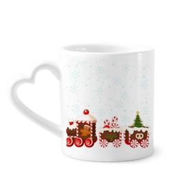 Dıythinker 340 ml Kalp Saplı Noel Şekeri Tren Festivali Kahve Seramik Kupa