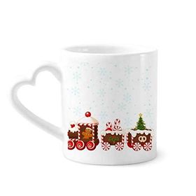 Dıythinker 340 ml Kalp Saplı Noel Şekeri Tren Festivali Kahve Seramik Kupa