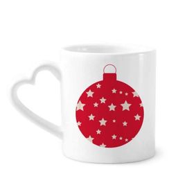 Dıythinker 340 ml Kalp Saplı Noel Yıldızı Kırmızı Festival Kahve Seramik Kupa