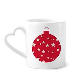 Dıythinker 340 ml Kalp Saplı Noel Yıldızı Kırmızı Festival Kahve Seramik Kupa
